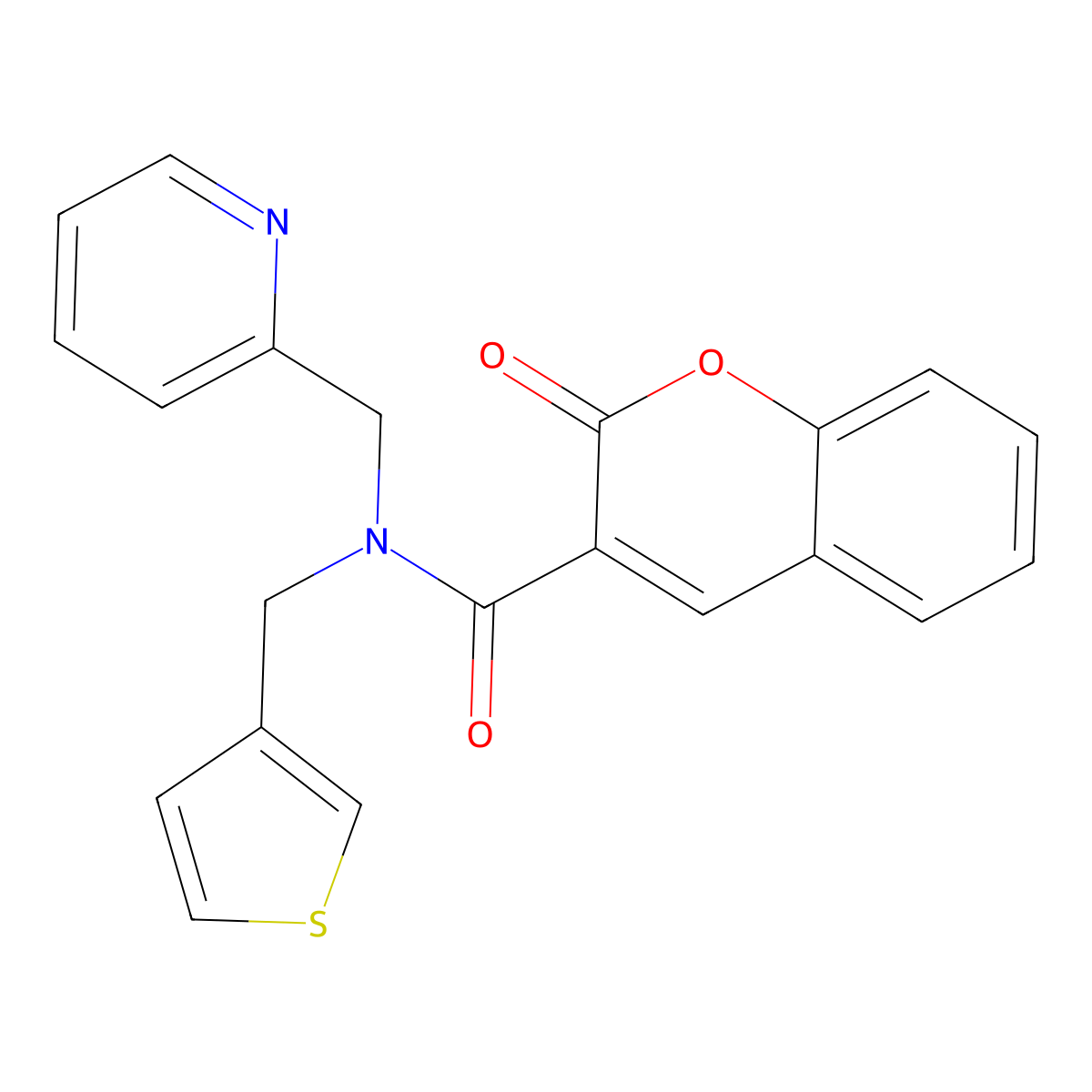 2-oxo-N-(pyridin-2-ylmethyl)-N-(thiophen-3-ylmethyl)-2H-chromene-3-carboxamide molecular structure, CAS 1235655-60-3