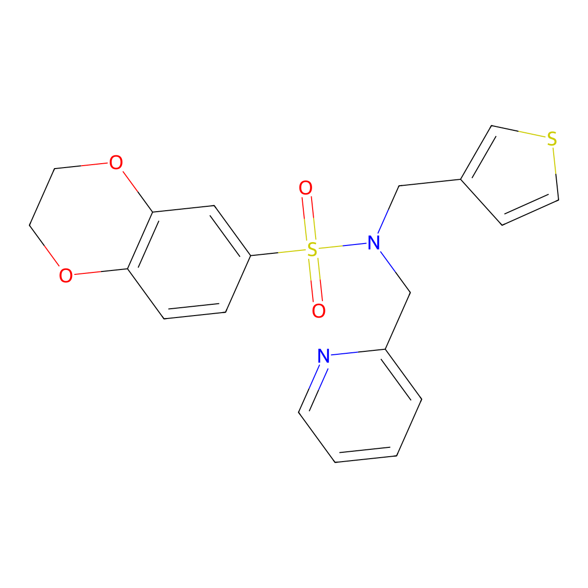N-(pyridin-2-ylmethyl)-N-(thiophen-3-ylmethyl)-2,3-dihydrobenzo[b][1,4]dioxine-6-sulfonamide molecular structure, CAS 1235656-74-2