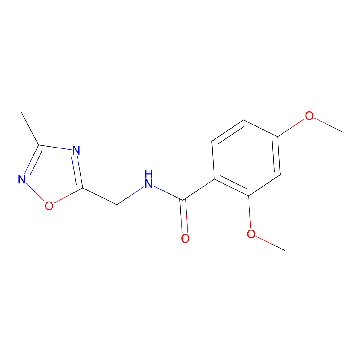 2,4-dimethoxy-N-[(3-methyl-1,2,4-oxadiazol-5-yl)methyl]benzamide molecular structure, CAS 1235656-79-7
