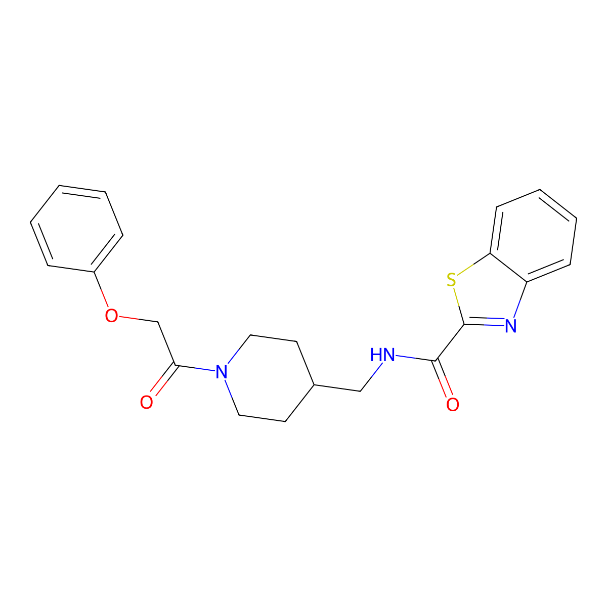 N-((1-(2-phenoxyacetyl)piperidin-4-yl)methyl)benzo[d]thiazole-2-carboxamide molecular structure, CAS 1235656-83-3