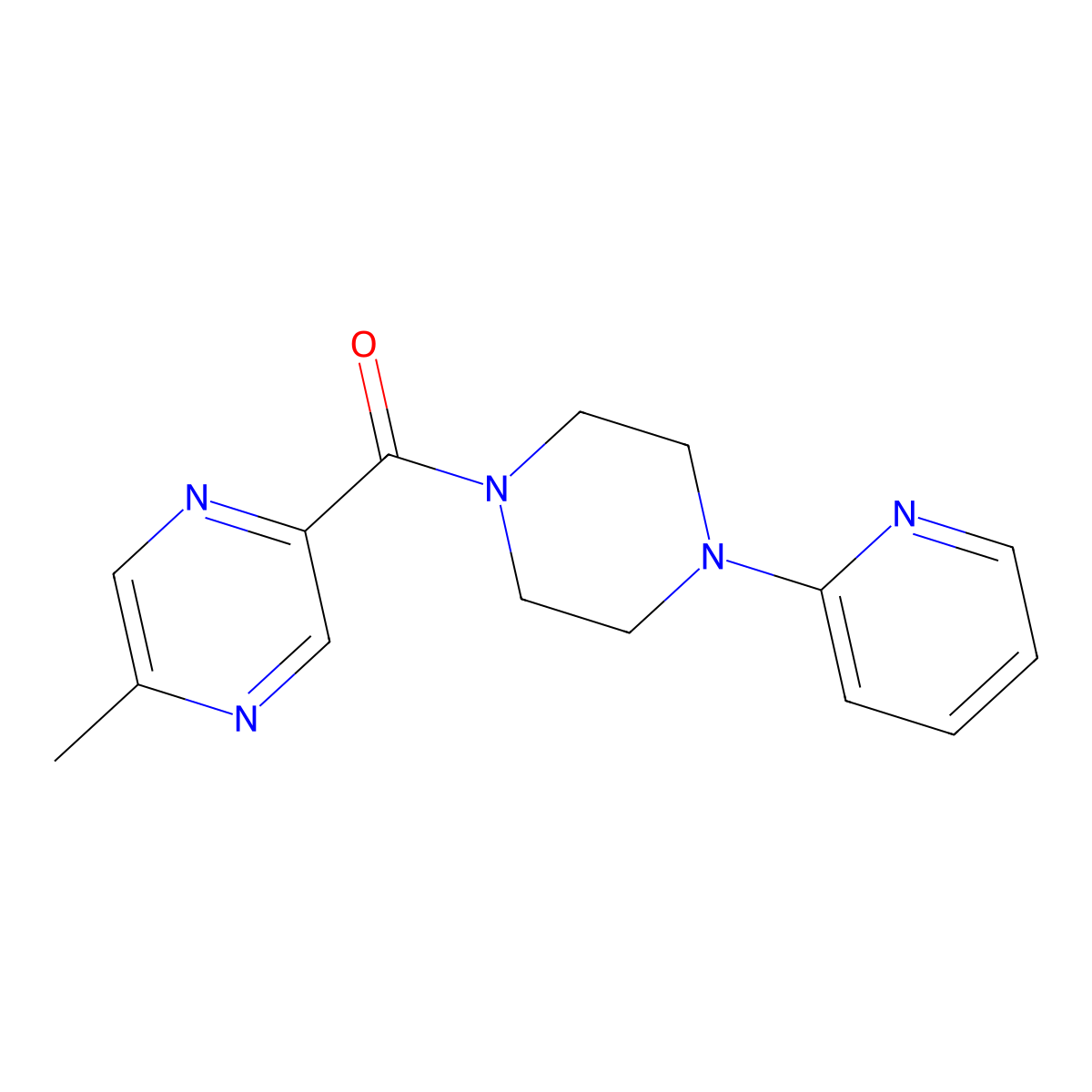 (5-Methylpyrazin-2-yl)(4-(pyridin-2-yl)piperazin-1-yl)methanone molecular structure, CAS 1235657-08-5