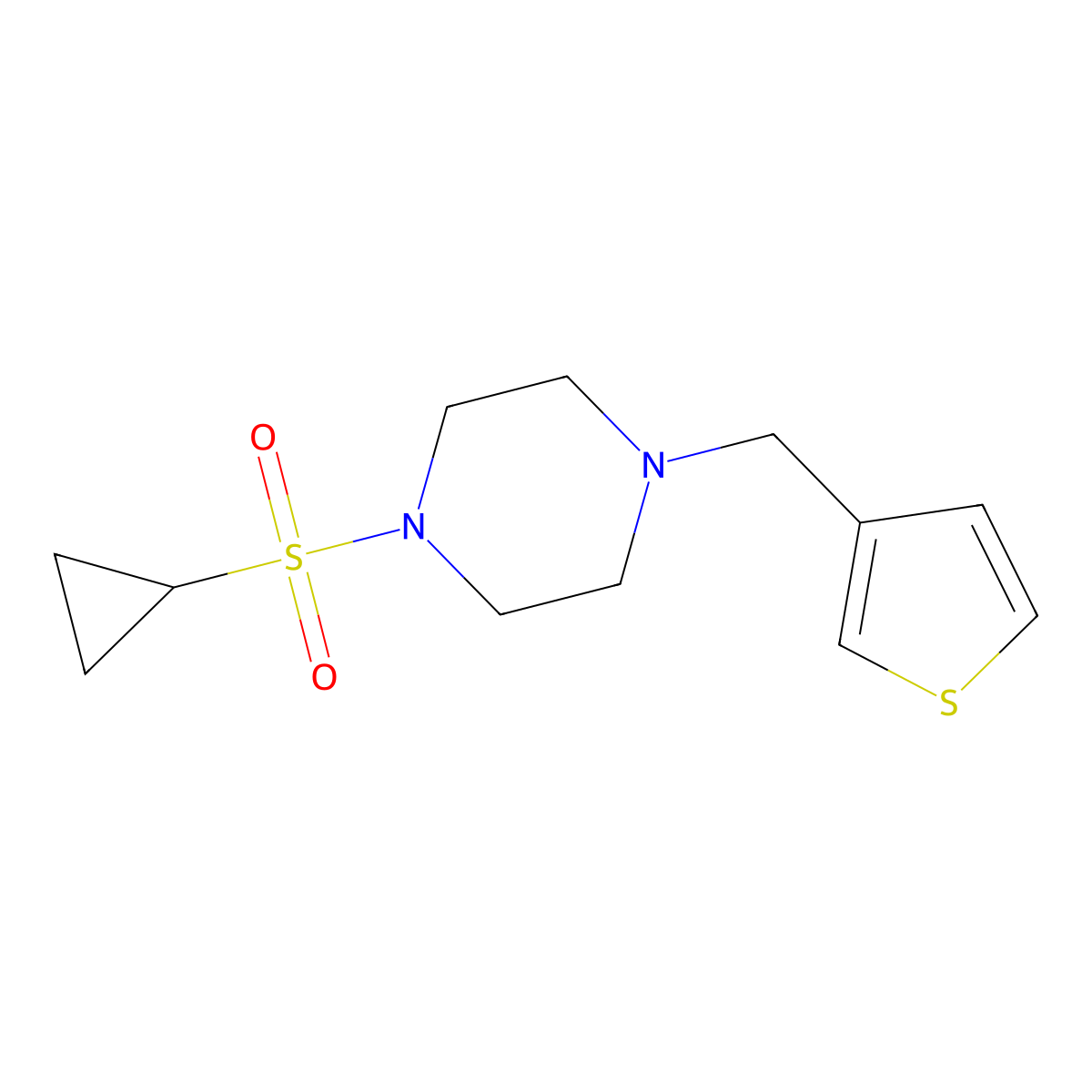 1-(Cyclopropylsulfonyl)-4-(thiophen-3-ylmethyl)piperazine molecular structure, CAS 1235657-42-7