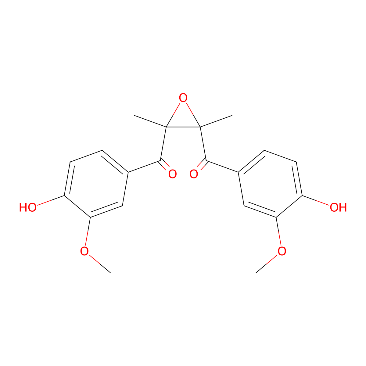 (2,3-Dimethyloxirane-2,3-diyl)bis((4-hydroxy-3-methoxyphenyl)methanone) molecular structure, CAS 1235657-94-9