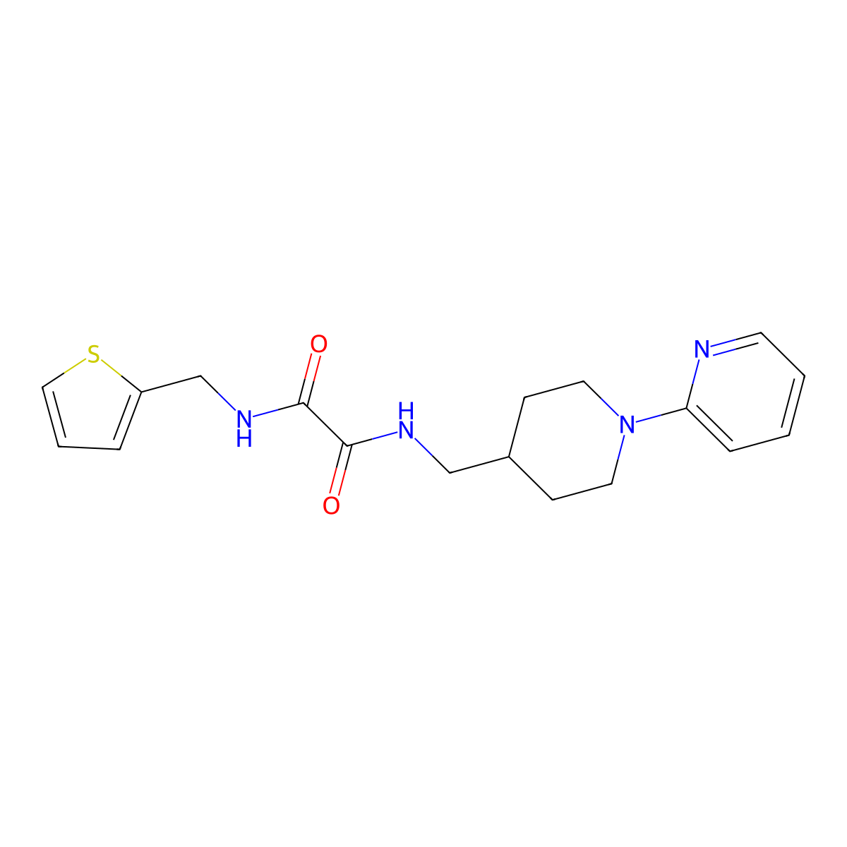 N1-((1-(pyridin-2-yl)piperidin-4-yl)methyl)-N2-(thiophen-2-ylmethyl)oxalamide molecular structure, CAS 1235658-11-3