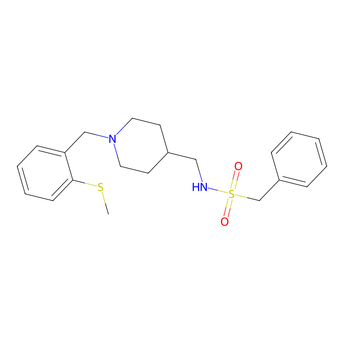 N-((1-(2-(methylthio)benzyl)piperidin-4-yl)methyl)-1-phenylmethanesulfonamide molecular structure, CAS 1235658-28-2