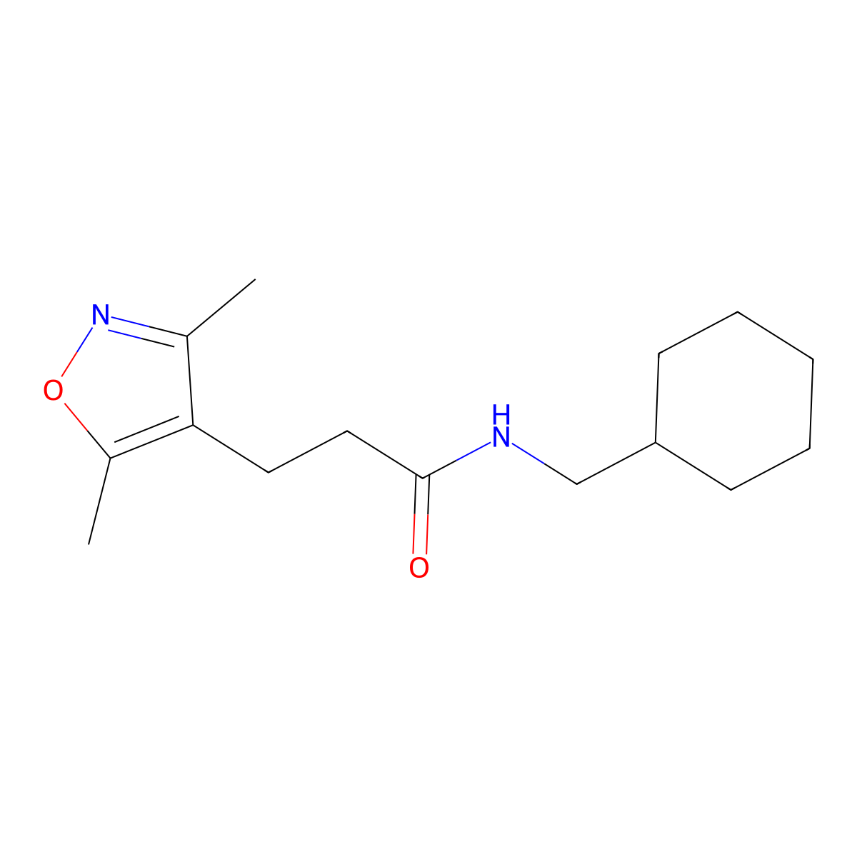 N-(cyclohexylmethyl)-3-(3,5-dimethylisoxazol-4-yl)propanamide molecular structure, CAS 1235658-36-2