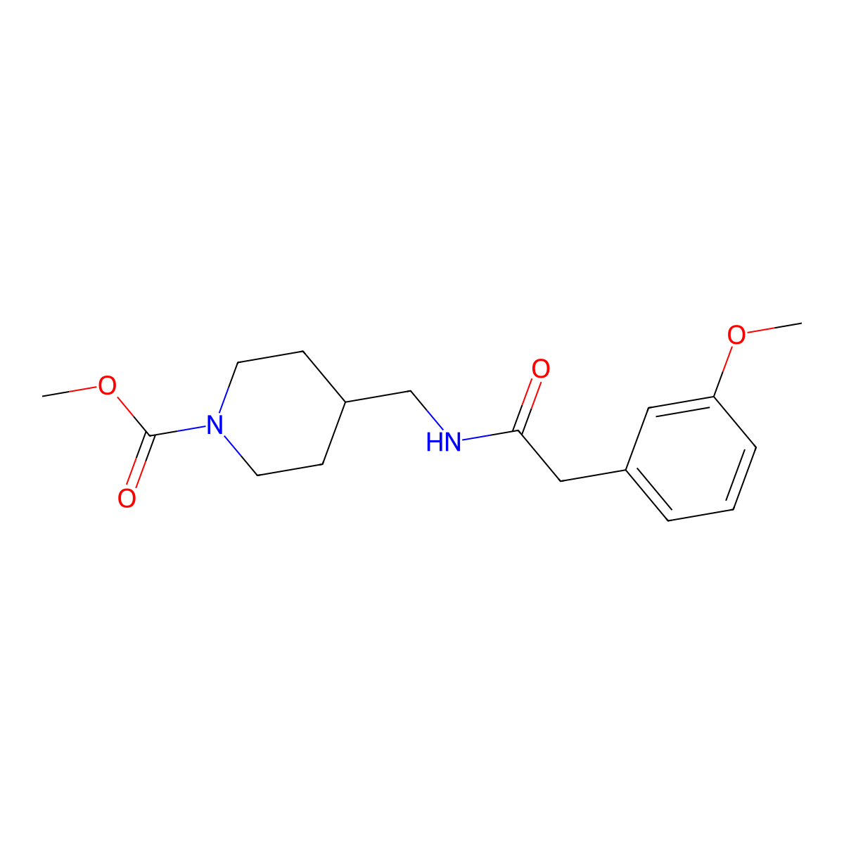 Methyl 4-((2-(3-methoxyphenyl)acetamido)methyl)piperidine-1-carboxylate molecular structure, CAS 1235658-39-5