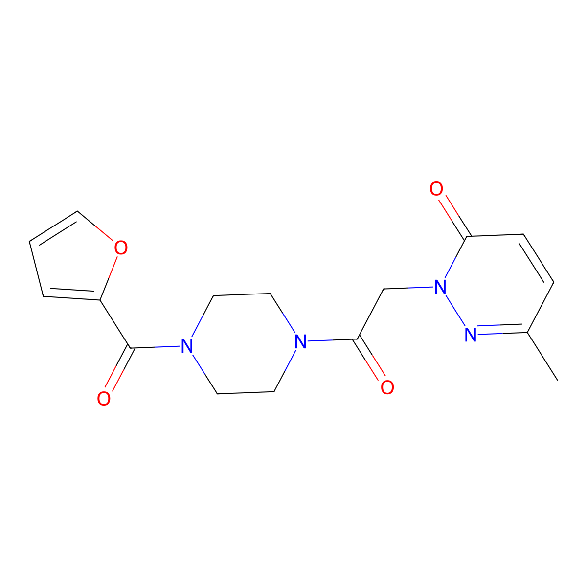 2-(2-(4-(furan-2-carbonyl)piperazin-1-yl)-2-oxoethyl)-6-methylpyridazin-3(2H)-one molecular structure, CAS 1235658-42-0