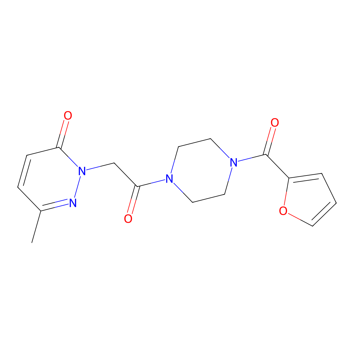 2-(2-(4-(furan-2-carbonyl)piperazin-1-yl)-2-oxoethyl)-6-methylpyridazin-3(2H)-one molecular structure, CAS 1235658-42-0