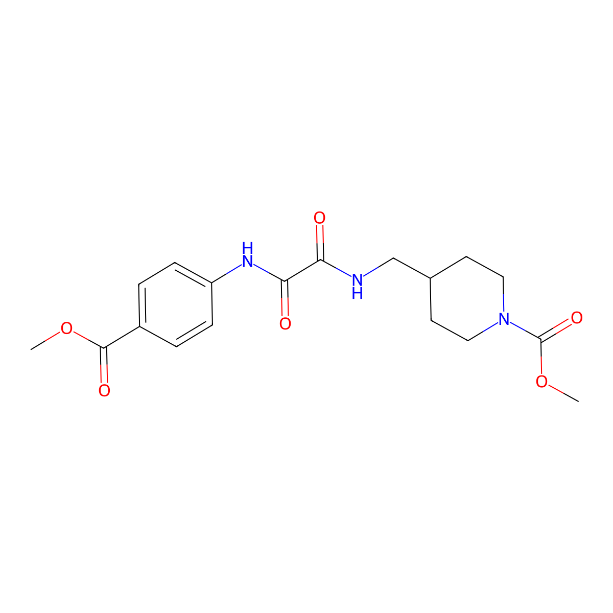 Methyl 4-((2-((4-(methoxycarbonyl)phenyl)amino)-2-oxoacetamido)methyl)piperidine-1-carboxylate molecular structure, CAS 1235658-87-3
