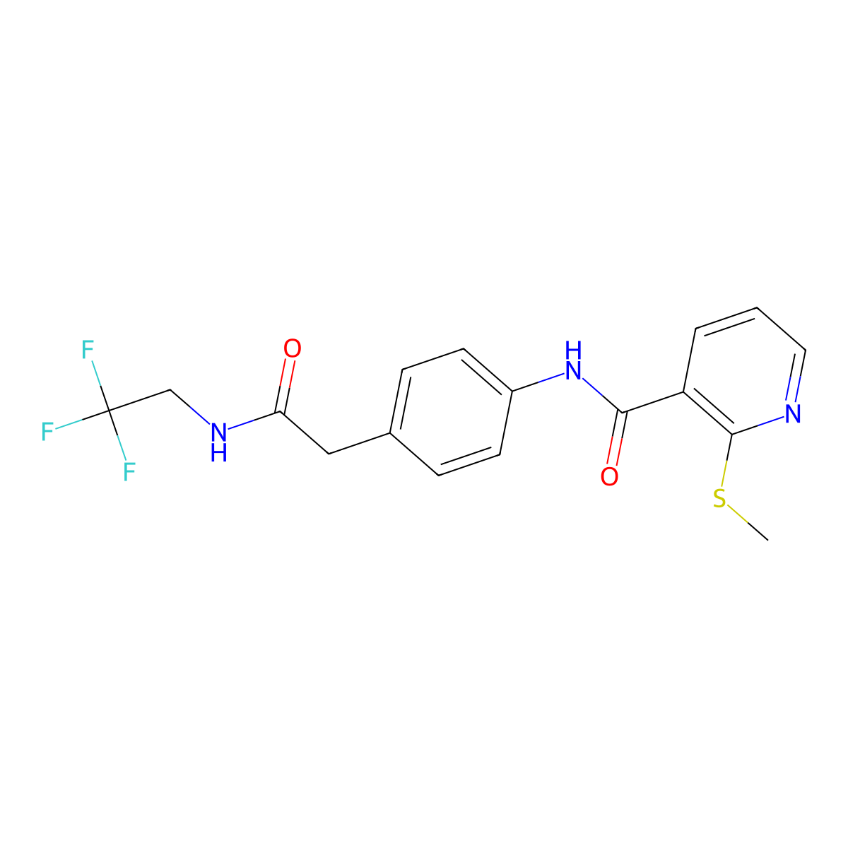 2-(methylthio)-N-(4-(2-oxo-2-((2,2,2-trifluoroethyl)amino)ethyl)phenyl)nicotinamide molecular structure, CAS 1235659-80-9
