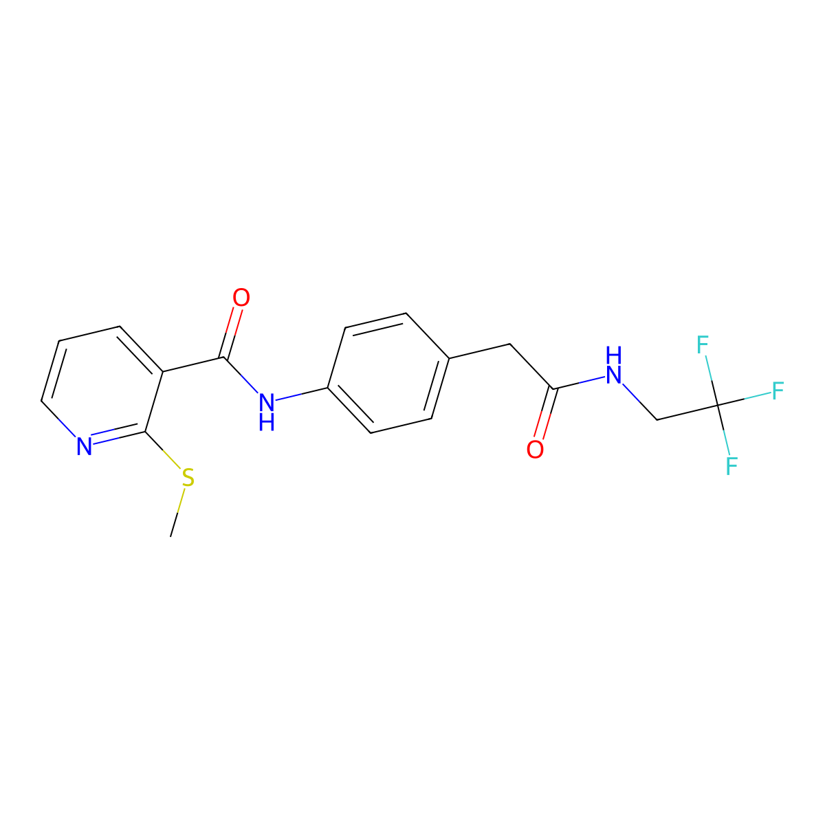 2-(methylthio)-N-(4-(2-oxo-2-((2,2,2-trifluoroethyl)amino)ethyl)phenyl)nicotinamide molecular structure, CAS 1235659-80-9