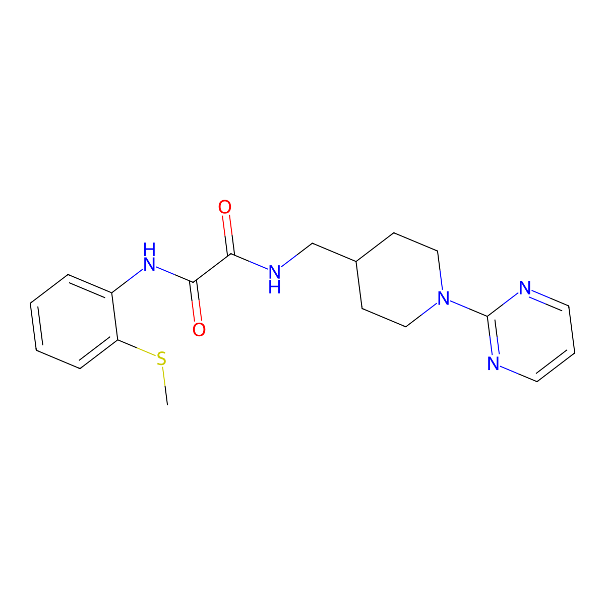 N1-(2-(methylthio)phenyl)-N2-((1-(pyrimidin-2-yl)piperidin-4-yl)methyl)oxalamide molecular structure, CAS 1235660-62-4
