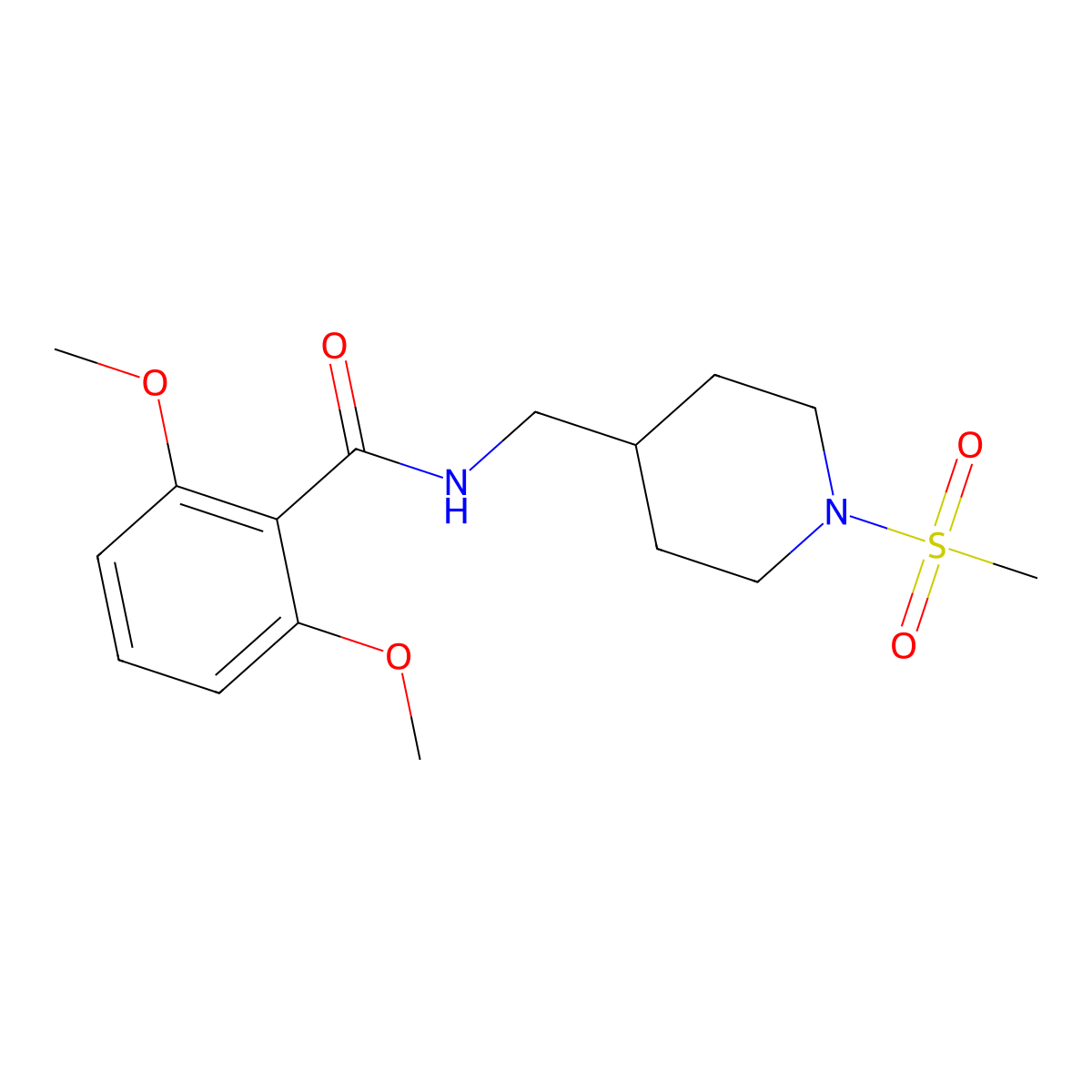 2,6-dimethoxy-N-((1-(methylsulfonyl)piperidin-4-yl)methyl)benzamide molecular structure, CAS 1235662-17-5