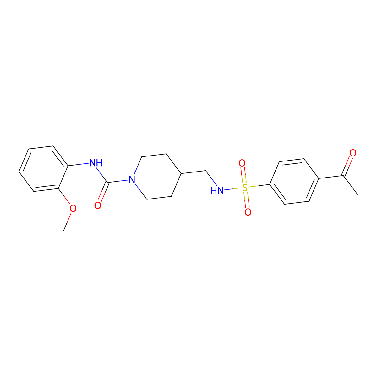 4-((4-acetylphenylsulfonamido)methyl)-N-(2-methoxyphenyl)piperidine-1-carboxamide molecular structure, CAS 1235662-71-1