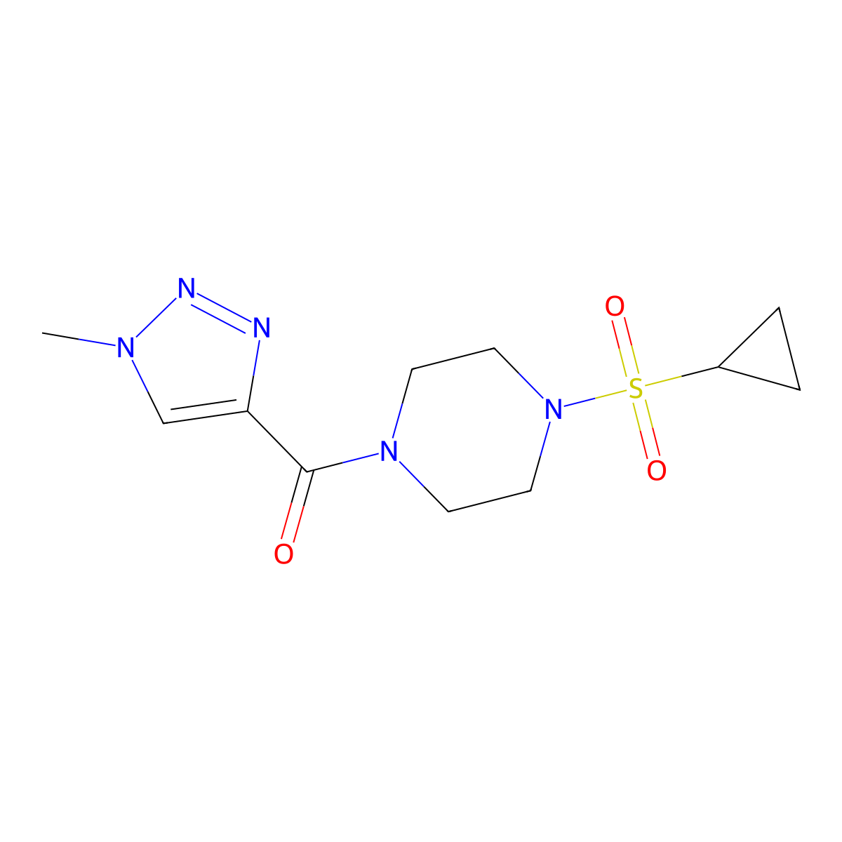 (4-(cyclopropylsulfonyl)piperazin-1-yl)(1-methyl-1H-1,2,3-triazol-4-yl)methanone molecular structure, CAS 1235664-61-5