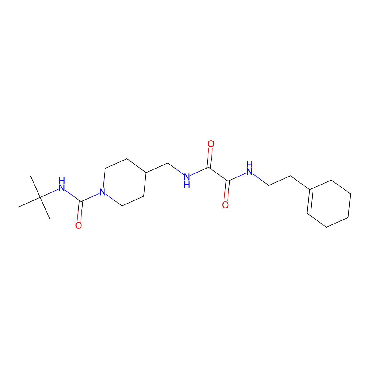 N1-((1-(tert-butylcarbamoyl)piperidin-4-yl)methyl)-N2-(2-(cyclohex-1-en-1-yl)ethyl)oxalamide molecular structure, CAS 1235664-63-7