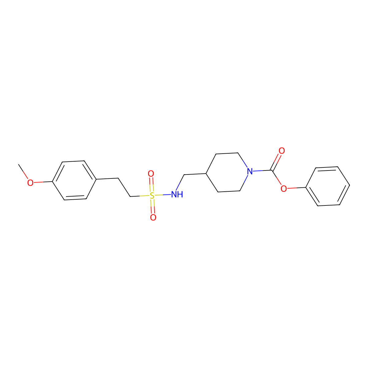 Phenyl 4-{[2-(4-methoxyphenyl)ethanesulfonamido]methyl}piperidine-1-carboxylate molecular structure, CAS 1235665-64-1