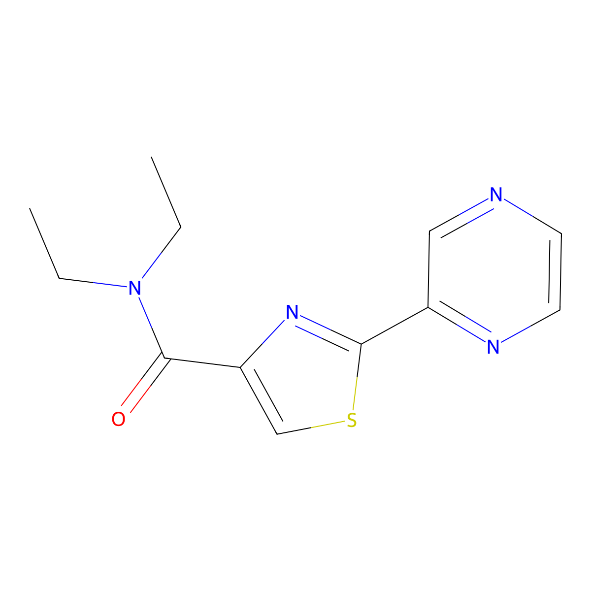 N,N-diethyl-2-(pyrazin-2-yl)thiazole-4-carboxamide molecular structure, CAS 1235666-08-6