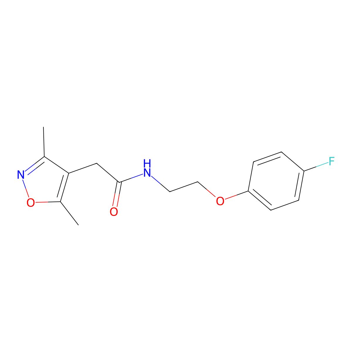 2-(3,5-dimethyl-1,2-oxazol-4-yl)-N-[2-(4-fluorophenoxy)ethyl]acetamide molecular structure, CAS 1235666-54-2