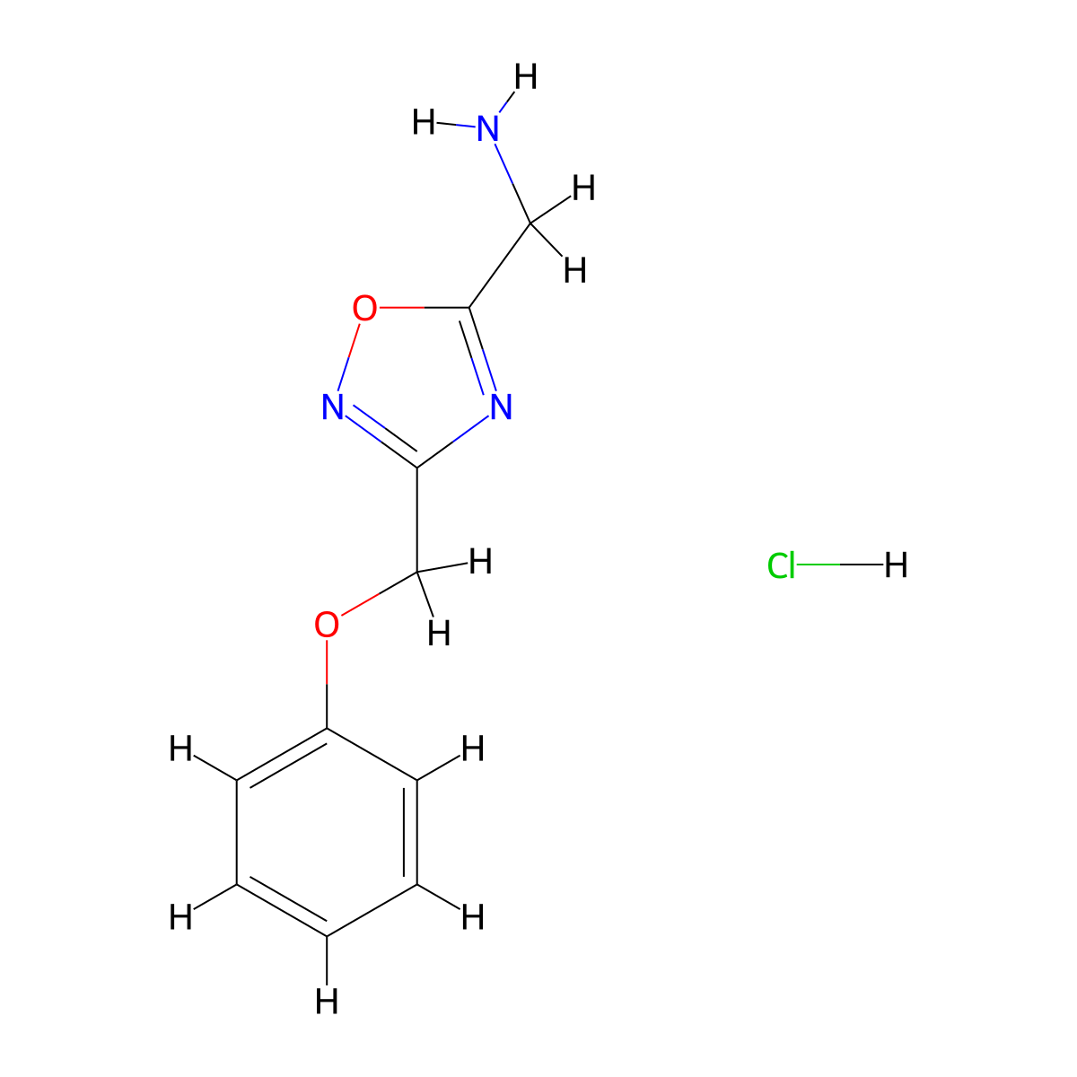 (3-(Phenoxymethyl)-1,2,4-oxadiazol-5-yl)methanamine hydrochloride molecular structure, CAS 1235666-65-5
