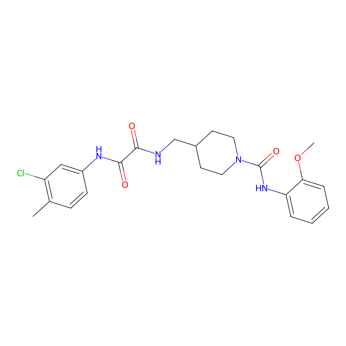 N1-(3-chloro-4-methylphenyl)-N2-((1-((2-methoxyphenyl)carbamoyl)piperidin-4-yl)methyl)oxalamide molecular structure, CAS 1235666-86-0