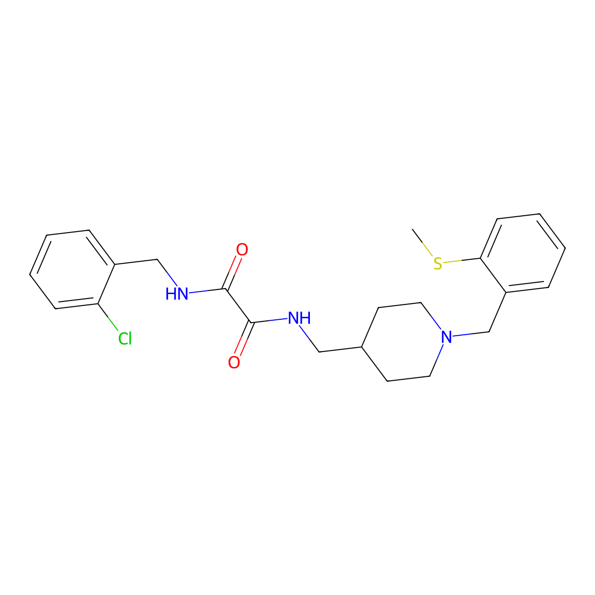 N1-(2-chlorobenzyl)-N2-((1-(2-(methylthio)benzyl)piperidin-4-yl)methyl)oxalamide molecular structure, CAS 1235667-01-2