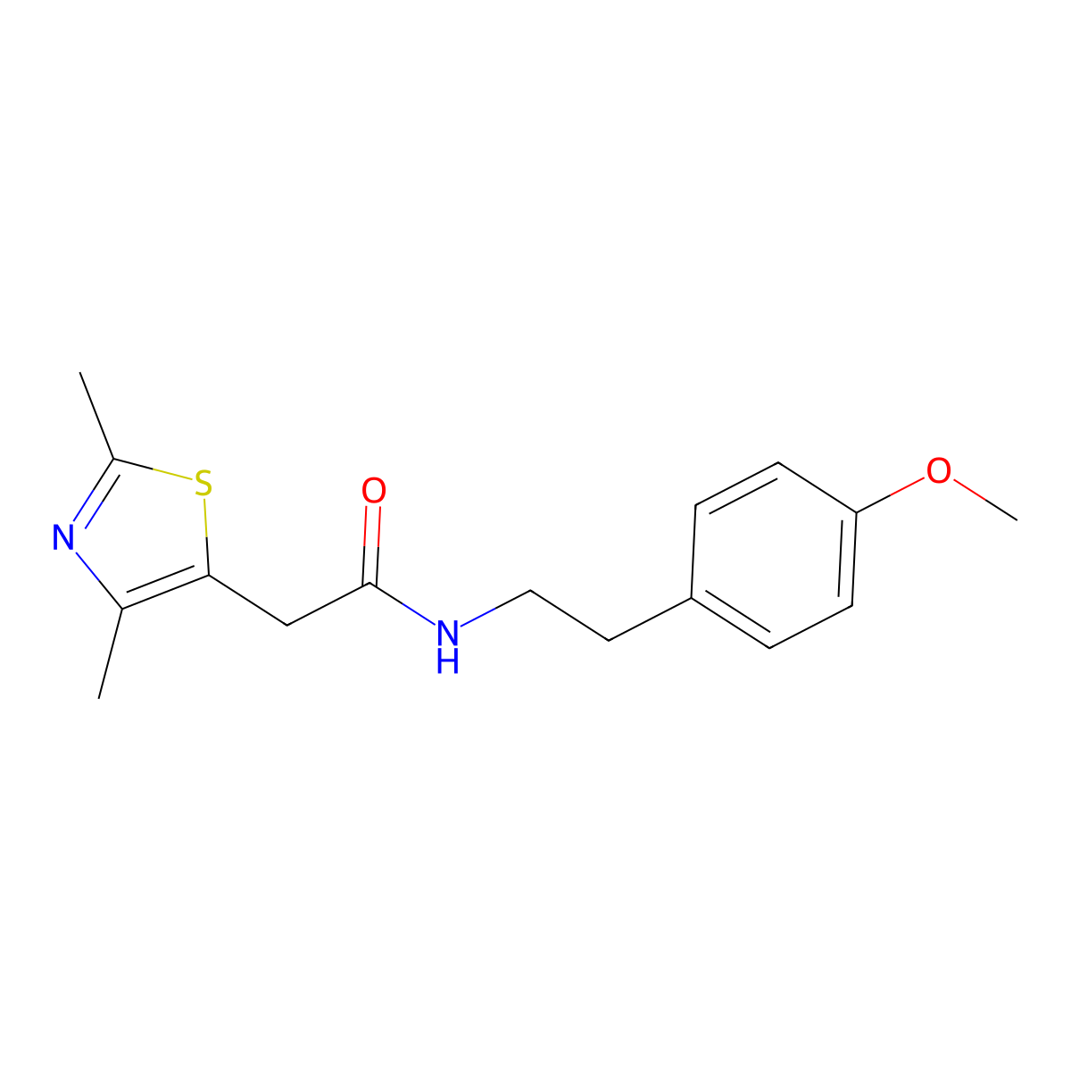 2-(2,4-dimethylthiazol-5-yl)-N-(4-methoxyphenethyl)acetamide molecular structure, CAS 1235667-69-2