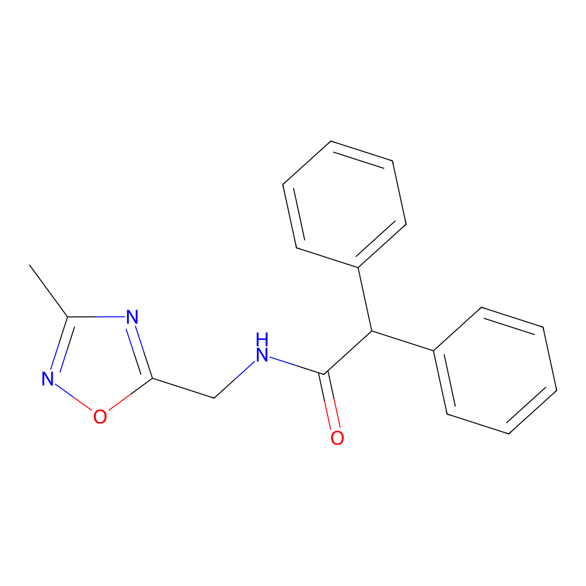 N-[(3-methyl-1,2,4-oxadiazol-5-yl)methyl]-2,2-diphenylacetamide molecular structure, CAS 1235667-95-4