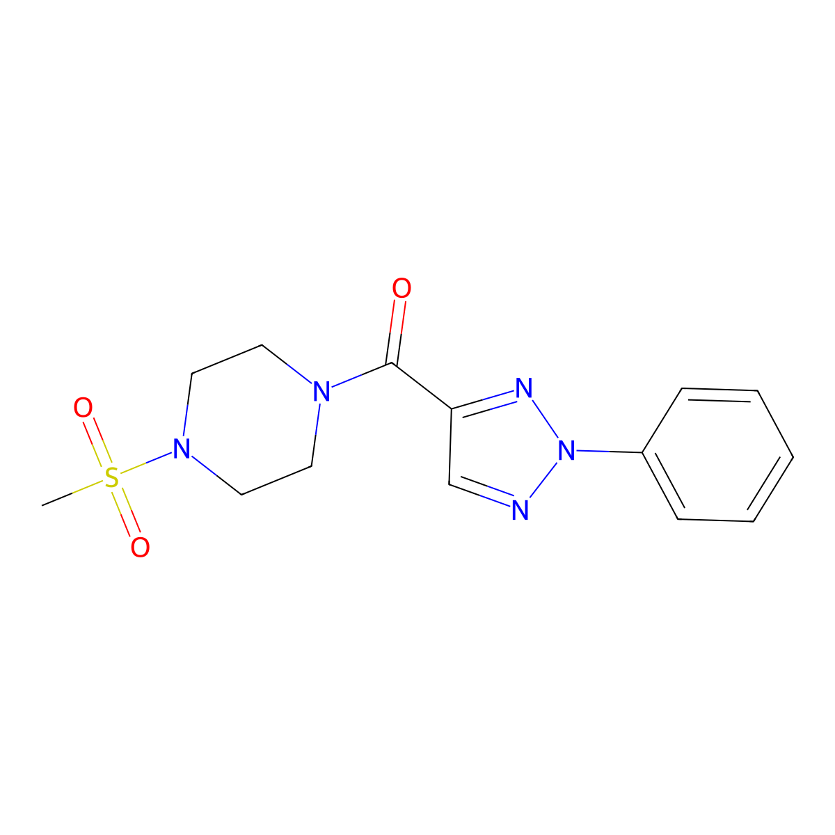 (4-(methylsulfonyl)piperazin-1-yl)(2-phenyl-2H-1,2,3-triazol-4-yl)methanone molecular structure, CAS 1235668-87-7