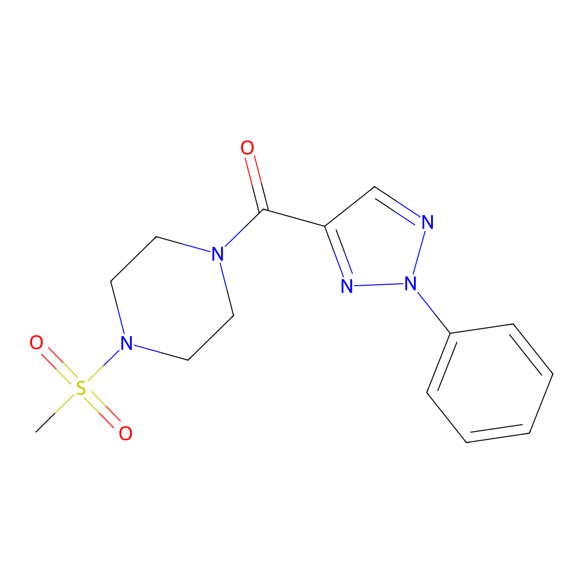 (4-(methylsulfonyl)piperazin-1-yl)(2-phenyl-2H-1,2,3-triazol-4-yl)methanone molecular structure, CAS 1235668-87-7
