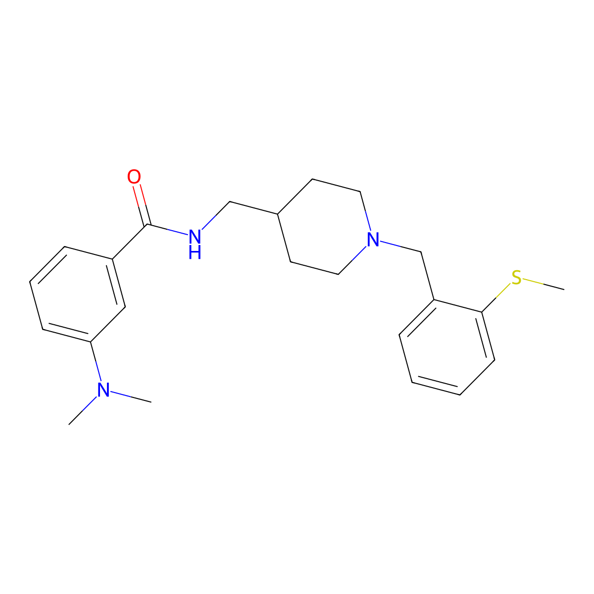 3-(dimethylamino)-N-((1-(2-(methylthio)benzyl)piperidin-4-yl)methyl)benzamide molecular structure, CAS 1235669-20-1