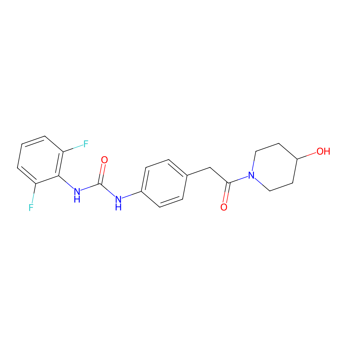 1-(2,6-Difluorophenyl)-3-(4-(2-(4-hydroxypiperidin-1-yl)-2-oxoethyl)phenyl)urea molecular structure, CAS 1235669-60-9