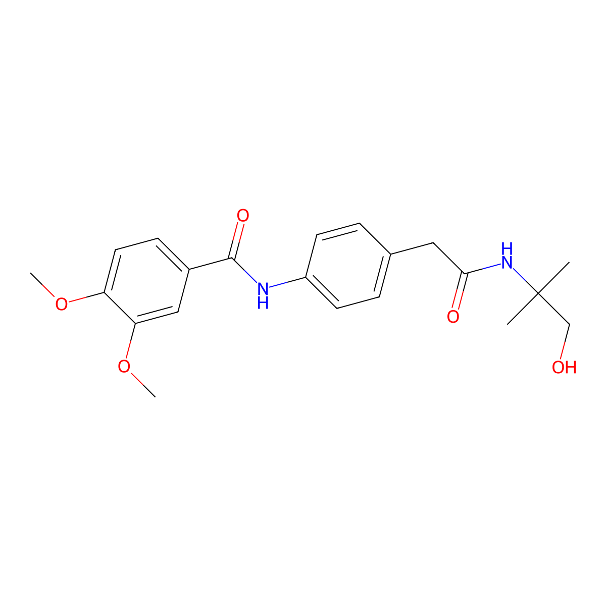 N-(4-(2-((1-hydroxy-2-methylpropan-2-yl)amino)-2-oxoethyl)phenyl)-3,4-dimethoxybenzamide molecular structure, CAS 1235670-30-0