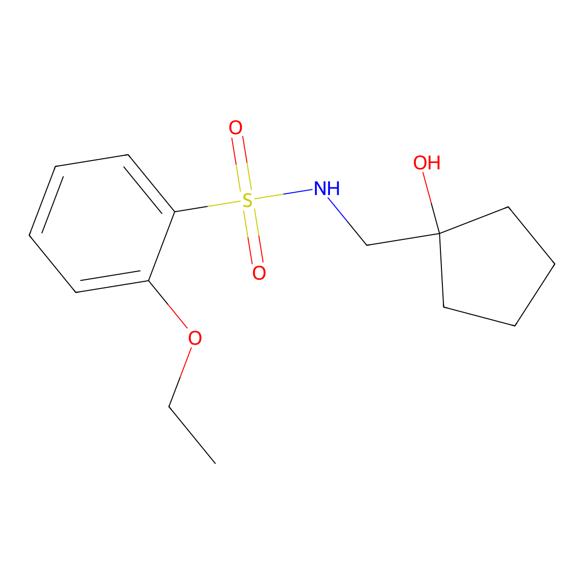 2-ethoxy-N-((1-hydroxycyclopentyl)methyl)benzenesulfonamide molecular structure, CAS 1235670-71-9