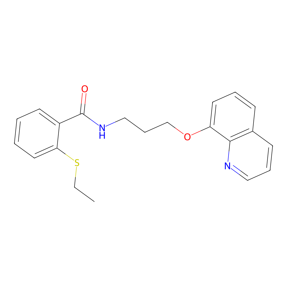 2-(ethylthio)-N-(3-(quinolin-8-yloxy)propyl)benzamide molecular structure, CAS 1235670-76-4