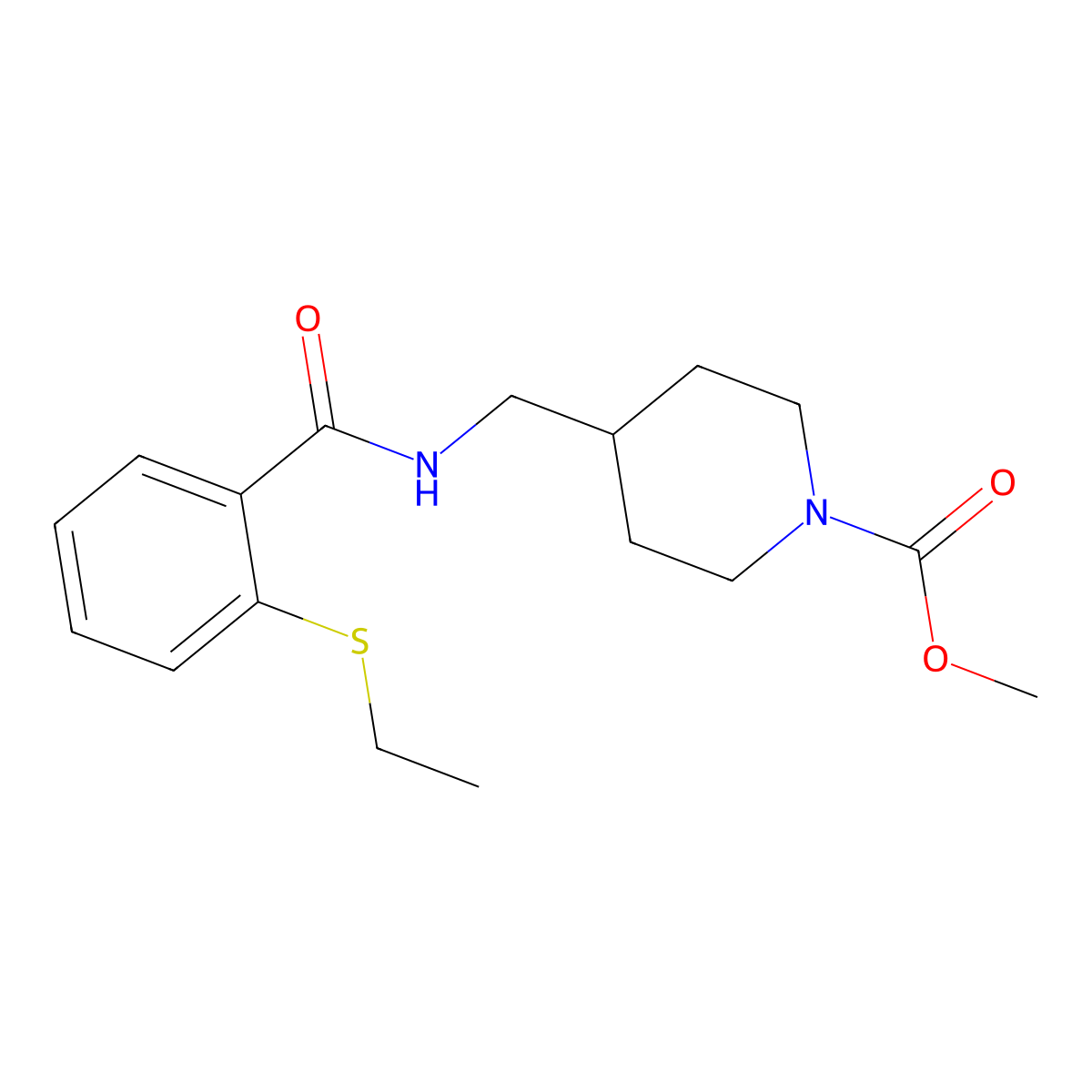 Methyl 4-((2-(ethylthio)benzamido)methyl)piperidine-1-carboxylate molecular structure, CAS 1235671-09-6