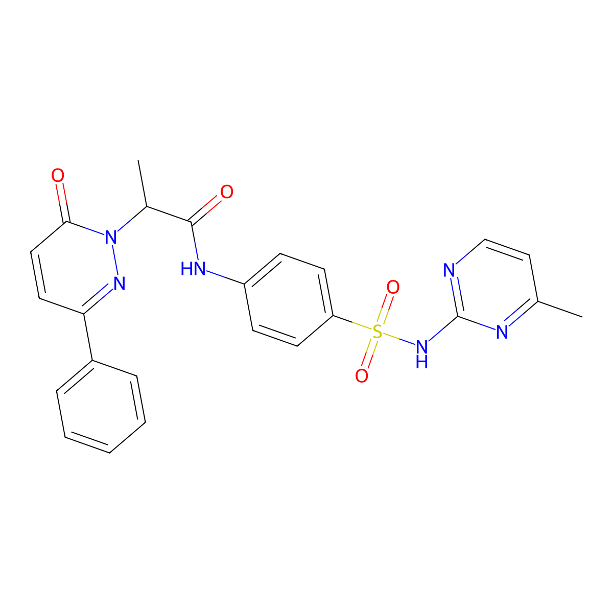 N-(4-(N-(4-methylpyrimidin-2-yl)sulfamoyl)phenyl)-2-(6-oxo-3-phenylpyridazin-1(6H)-yl)propanamide molecular structure, CAS 1235671-12-1