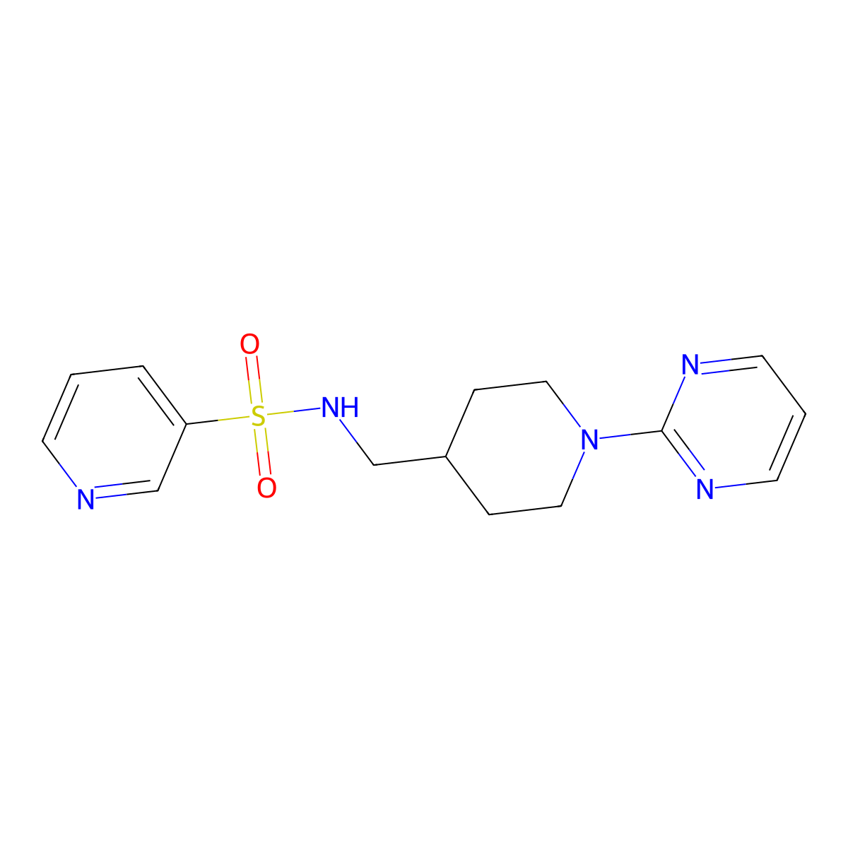 N-{[1-(pyrimidin-2-yl)piperidin-4-yl]methyl}pyridine-3-sulfonamide molecular structure, CAS 1235671-44-9