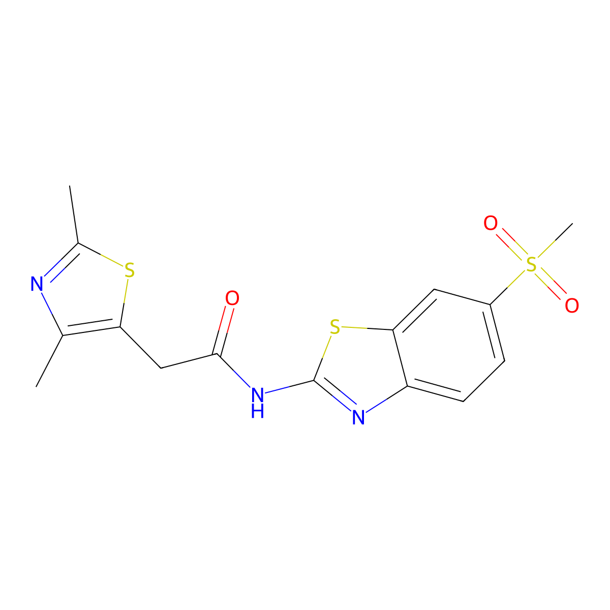 2-(2,4-dimethylthiazol-5-yl)-N-(6-(methylsulfonyl)benzo[d]thiazol-2-yl)acetamide molecular structure, CAS 1235671-51-8