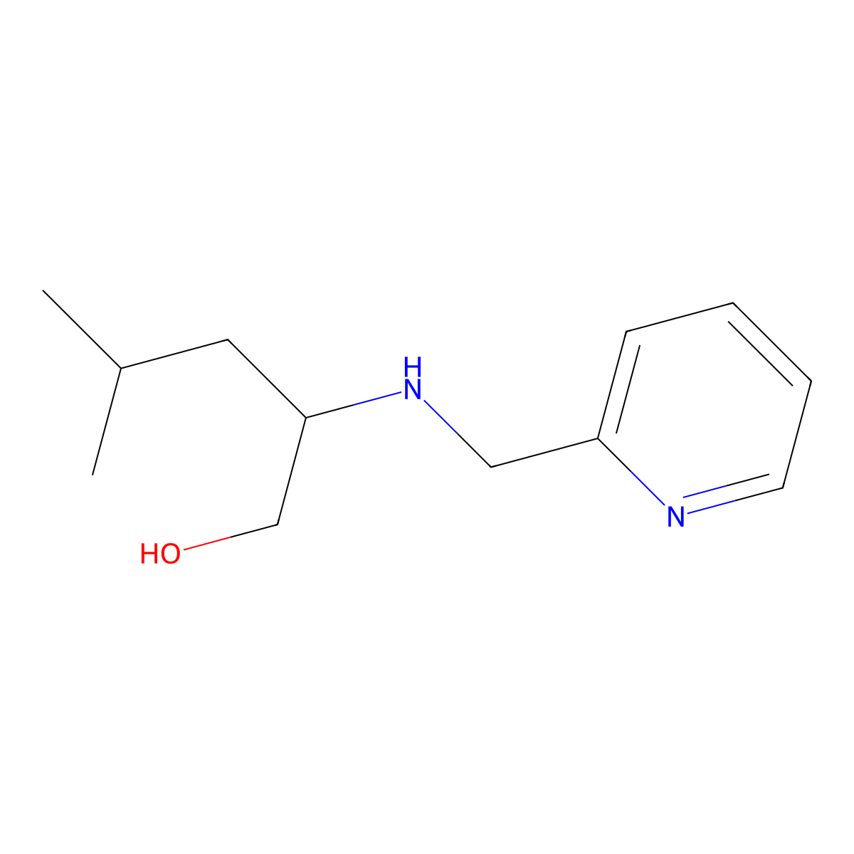 4-Methyl-2-{[(pyridin-2-yl)methyl]amino}pentan-1-ol molecular structure, CAS 1235804-36-0