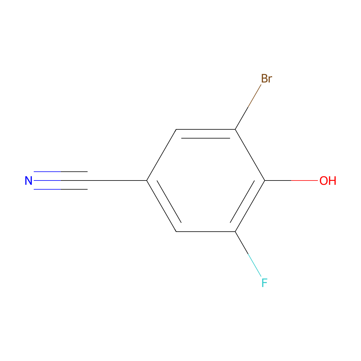 3-Bromo-5-fluoro-4-hydroxybenzonitrile molecular structure, CAS 1235841-38-9