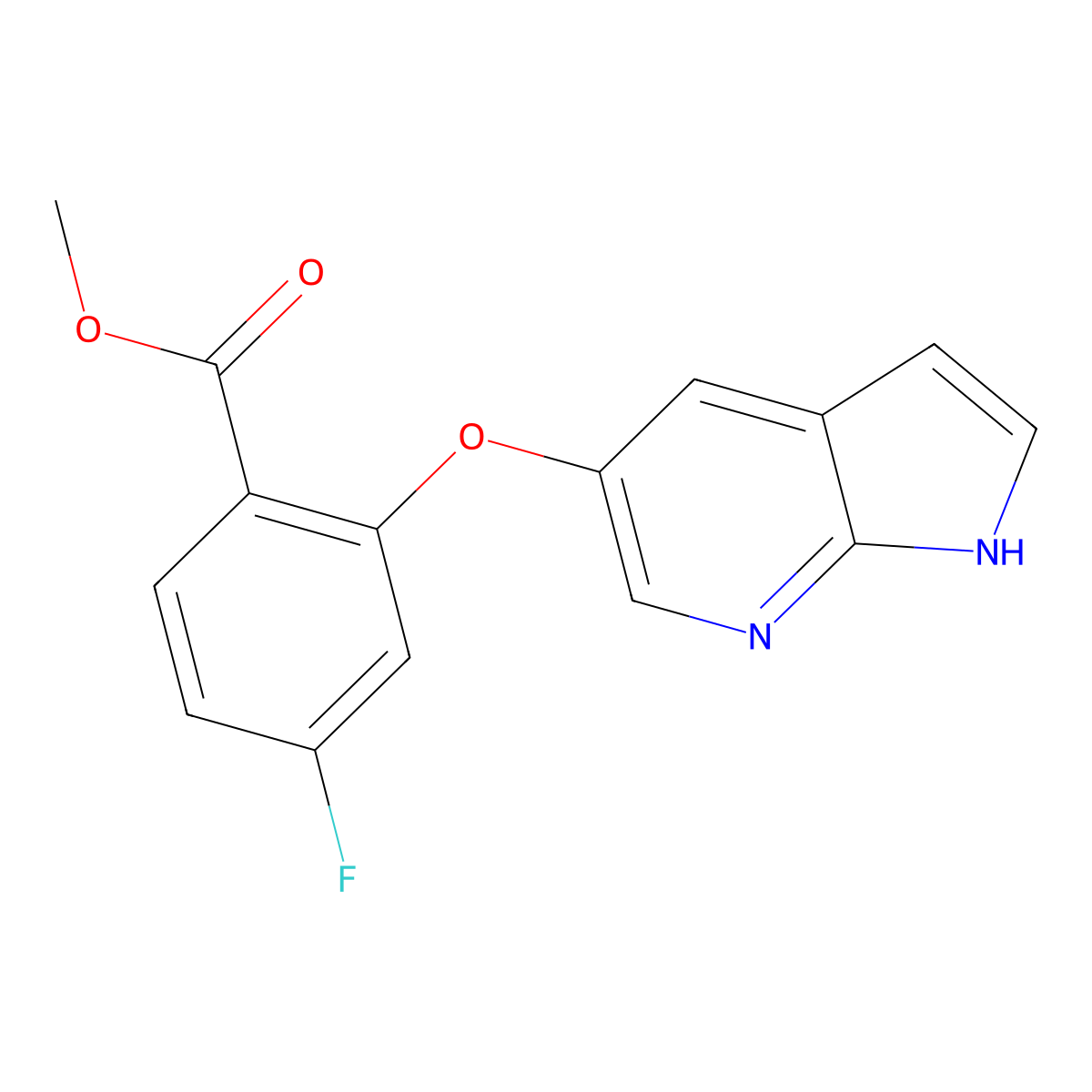 Methyl 4-fluoro-2-(1H-pyrrolo(2,3-b)pyridin-5-yloxy)benzoate molecular structure, CAS 1235865-75-4