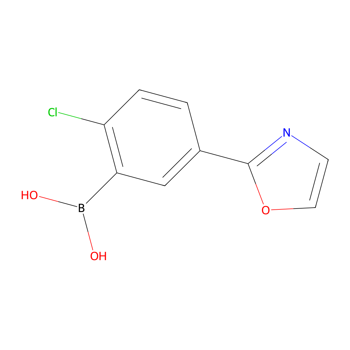 2-Chloro-5-(oxazol-2-yl)phenylboronic acid molecular structure, CAS 1235962-54-5