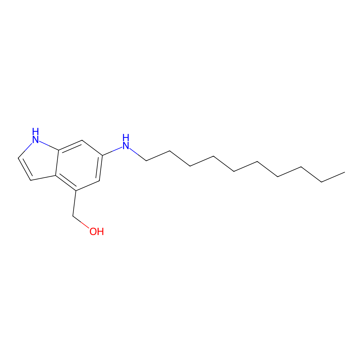 6-(N-decylamino)-4-hydroxymethylindole molecular structure, CAS 123597-55-7
