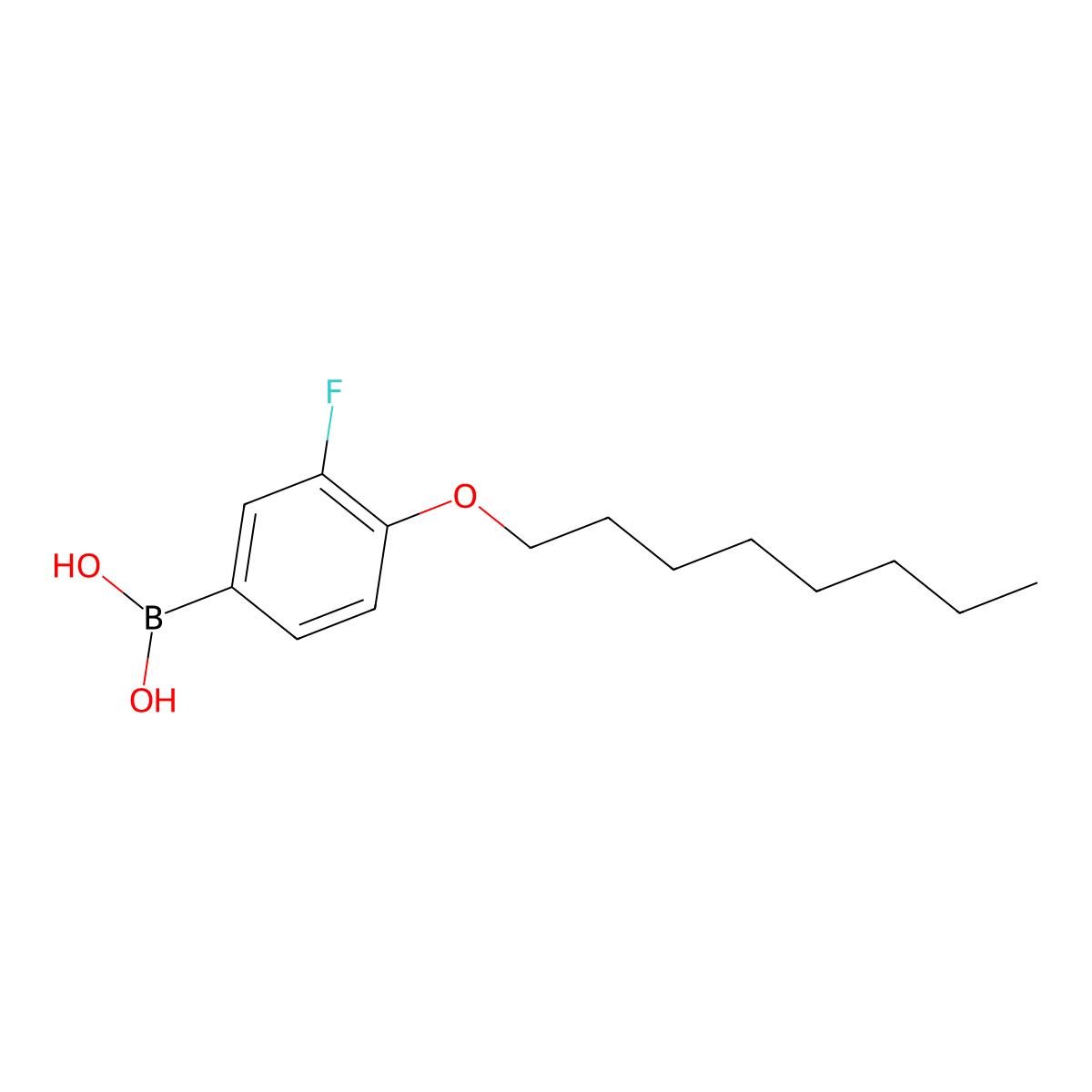 Boronic acid, [3-fluoro-4-(octyloxy)phenyl]- molecular structure, CAS 123598-51-6
