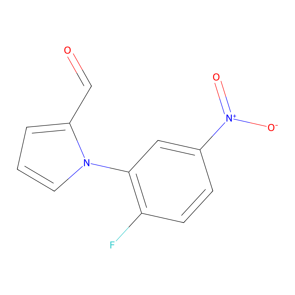 1-(2-fluoro-5-nitrophenyl)-1H-pyrrole-2-carbaldehyde molecular structure, CAS 1235998-93-2