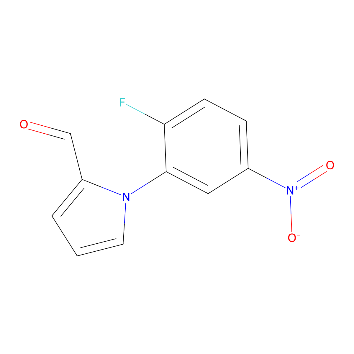 1-(2-fluoro-5-nitrophenyl)-1H-pyrrole-2-carbaldehyde molecular structure, CAS 1235998-93-2