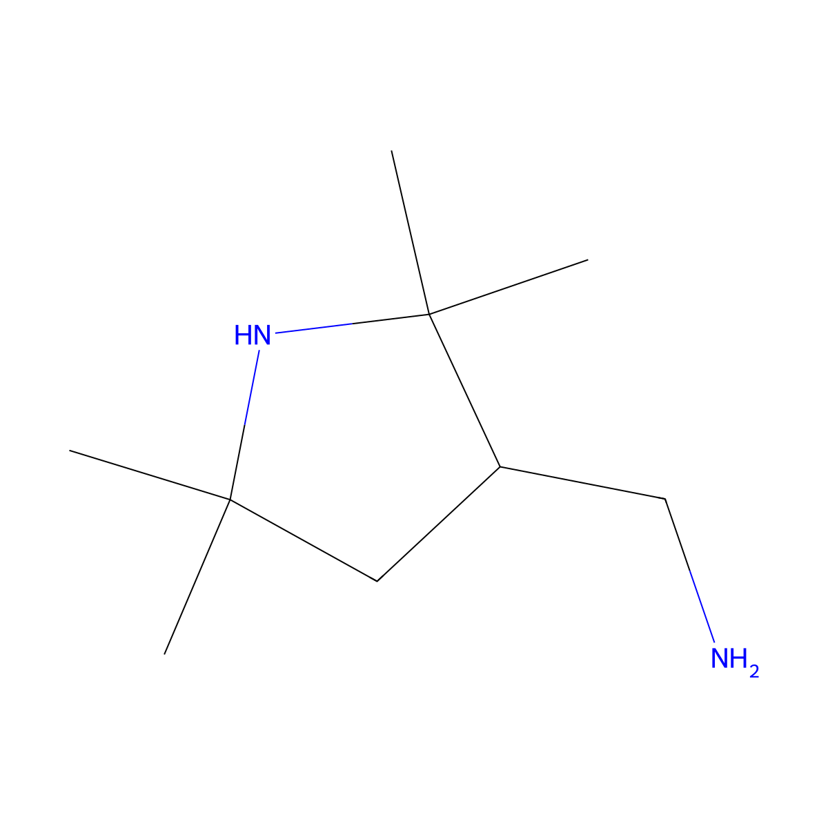 (2,2,5,5-Tetramethylpyrrolidin-3-yl)methanamine molecular structure, CAS 1235998-99-8