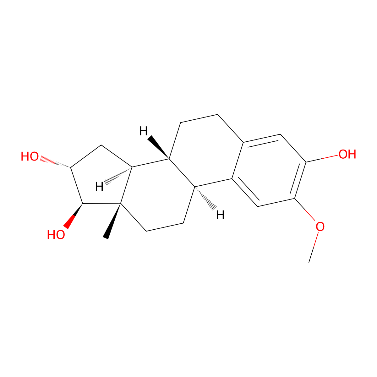 (16alpha,17beta)-2-Methoxyestra-1,3,5(10)-triene-3,16,17-triol molecular structure, CAS 1236-72-2